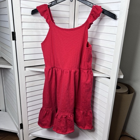Zunie Girls Sundress Sleeveless, Ruffled, Textured, Lined Red Size Large 14/16‎ - Picture 1 of 5
